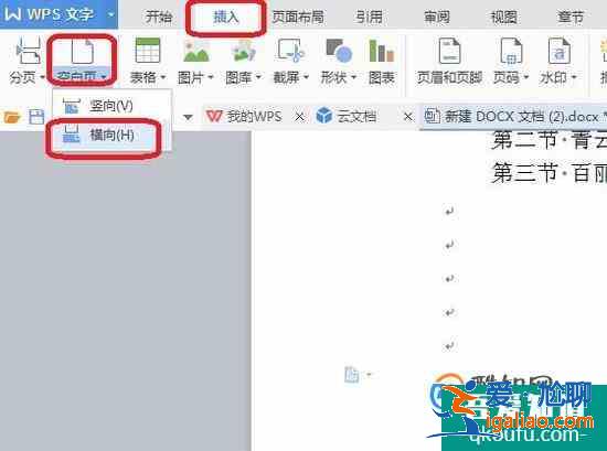 如何在WPS中插入一頁橫向的紙？