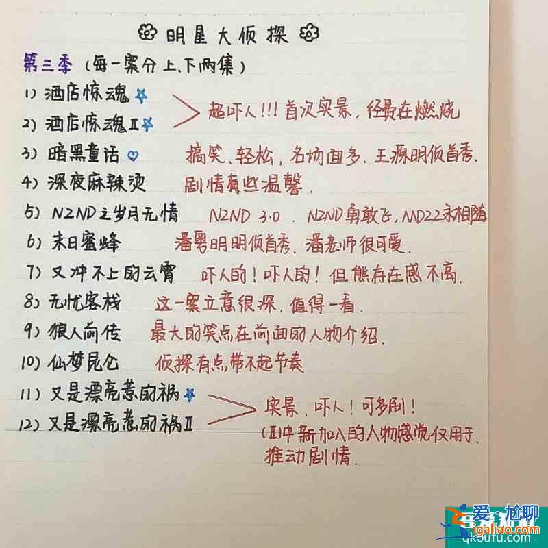 正在看并多刷的綜藝《明星大偵探》？