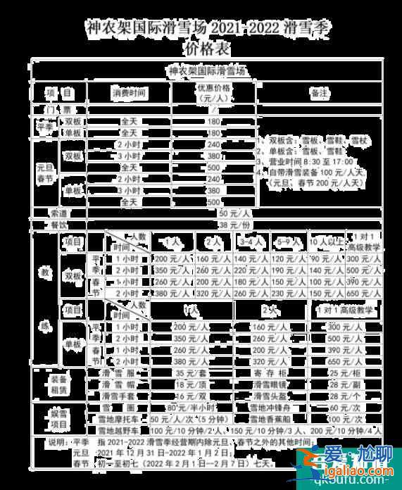 2022湖北神農(nóng)架滑雪價(jià)格及開放時(shí)間介紹？