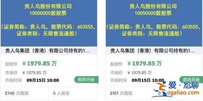 貴人鳥2010萬股票拍賣 上月收警示函原因 業(yè)績“變臉”？