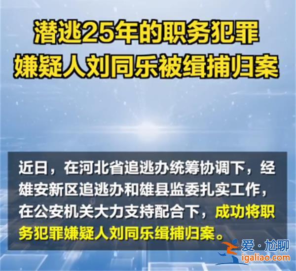 潛逃25年的職務(wù)犯罪嫌疑人劉同樂終被緝捕歸案[潛逃25年 緝捕歸案]？