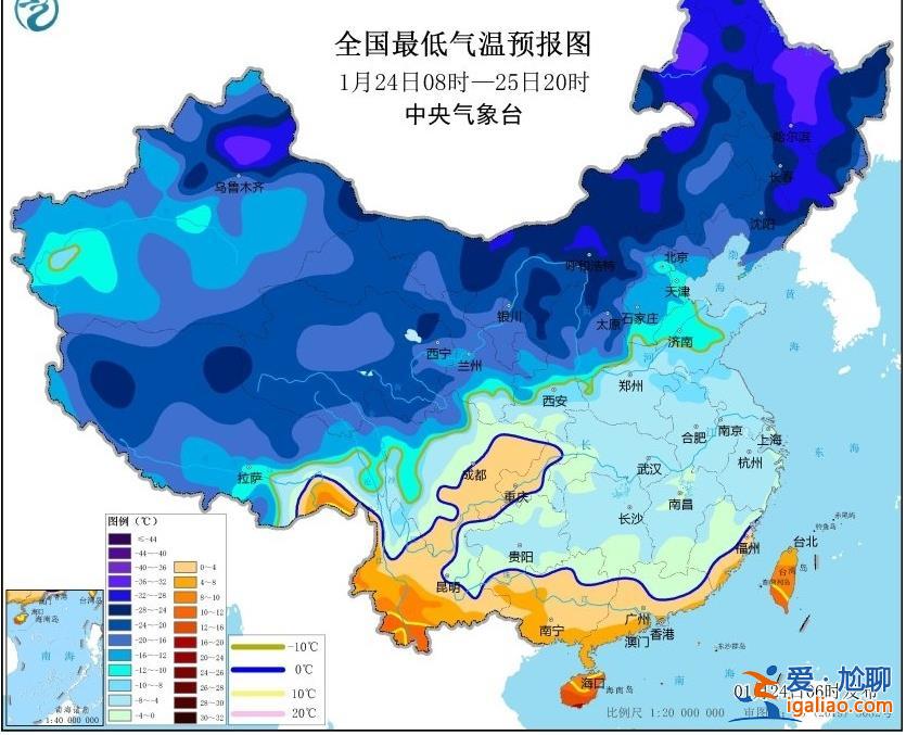 近兩日最低溫0℃線位于廣西北部、廣東北部一帶？