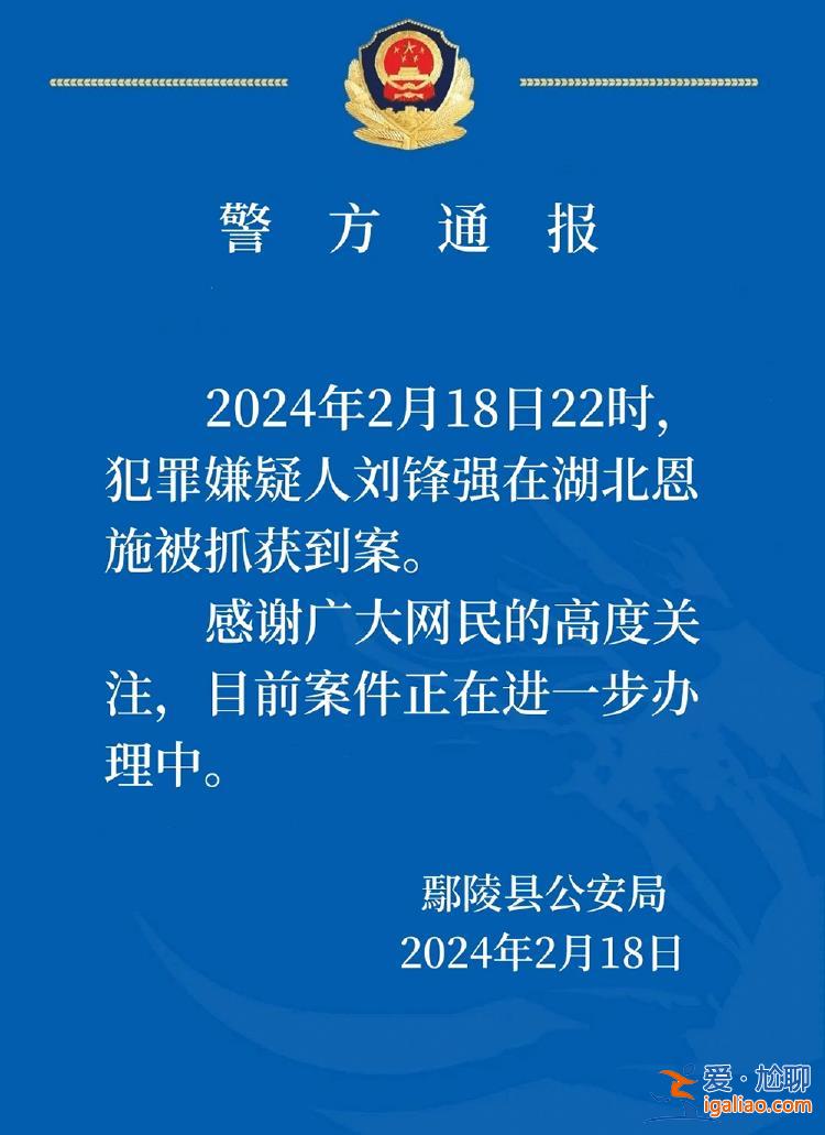 河南鄢陵縣重大刑案嫌犯在湖北恩施落網(wǎng) 此前警方曾懸賞五萬元通緝？