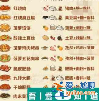 桃源深處有人家食來(lái)運(yùn)轉(zhuǎn)四種配料菜譜有哪些 具體一覽？