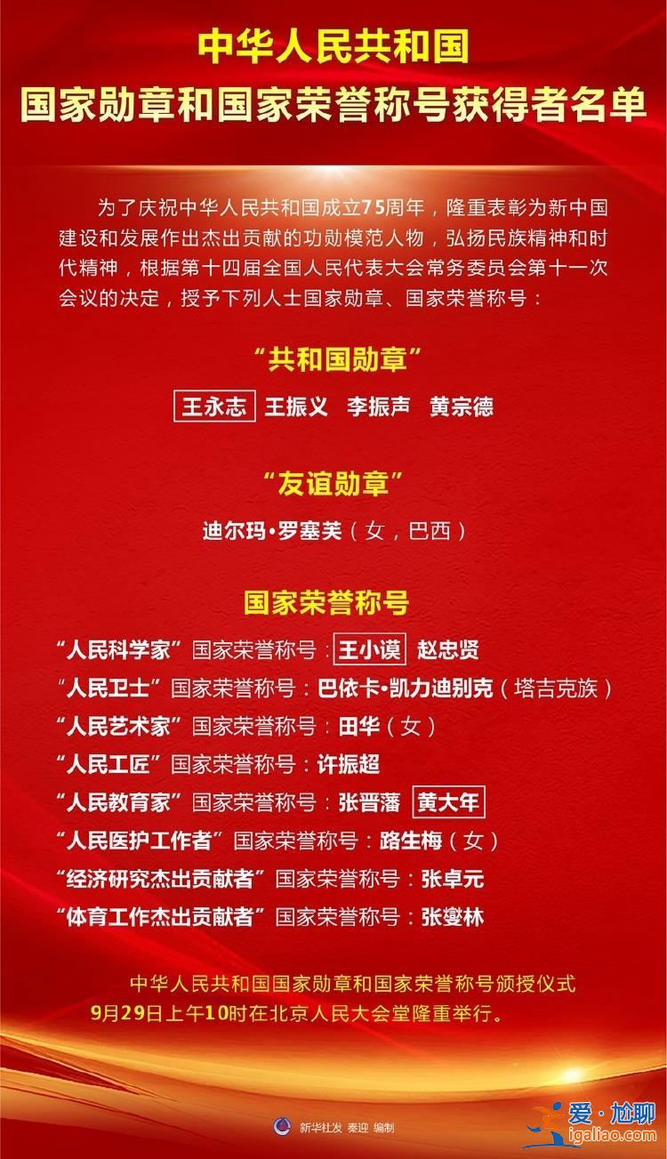 中華人民共和國國家勛章和國家榮譽(yù)稱號(hào)獲得者名單？