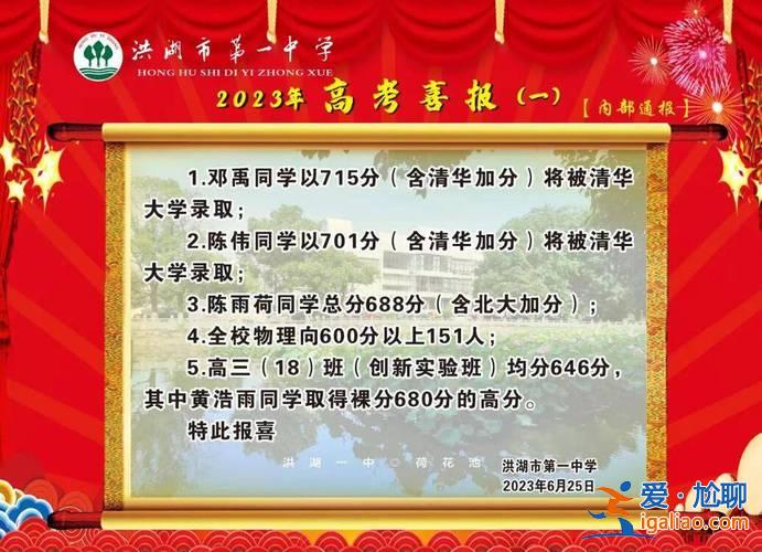 荊州高中升學率，荊卅中學2023年高考一本率是多少？