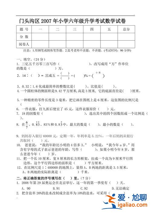 小學數(shù)學升學試卷？小學數(shù)學卷難度排行？