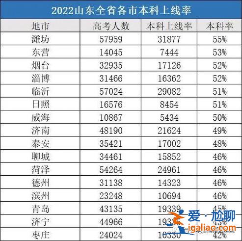 山東去年大學升學率(山東各地一本升學率排名)？