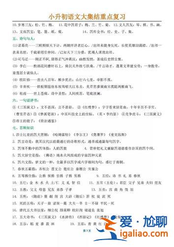 小學升學考試語文必考點 語文畢業(yè)考必考點？