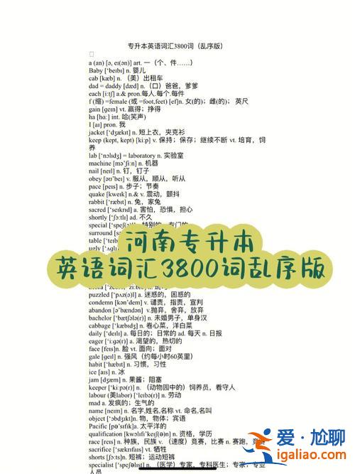 河南專升本詞匯，河南中考英語(yǔ)高頻詞匯？