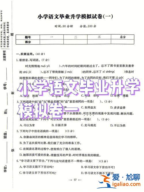 語文小學(xué)畢業(yè)升學(xué)真題卷 小學(xué)試卷難度排行？